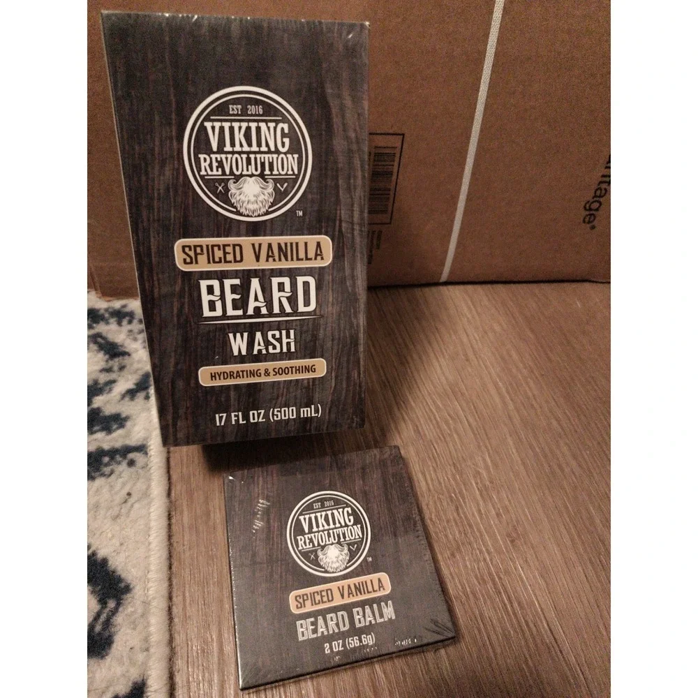 Lot Of 3 Viking Revolution  Spiced Vanilla Beard Wash, Oil and Beard balm New